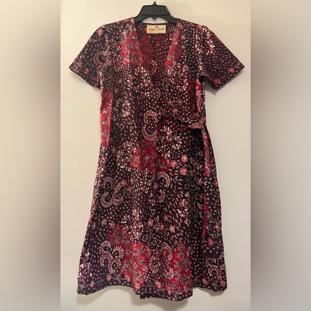 Unique batik midi wrap dress boho floral